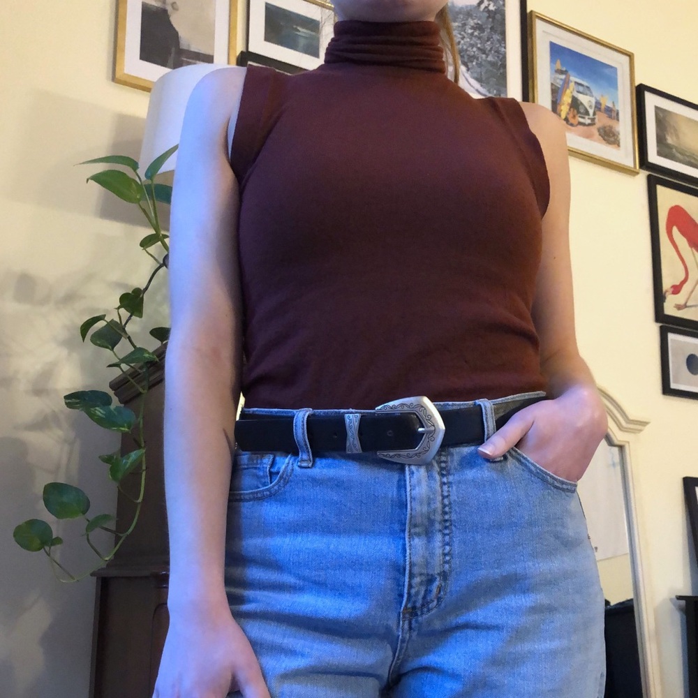 Zara Turtleneck Sweater Tank- Burgundy